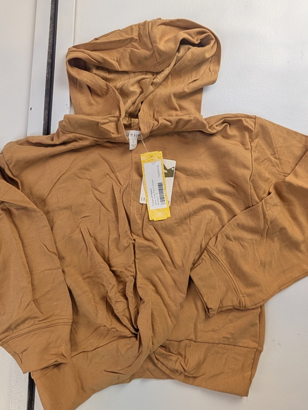 chic Women's Hooded Zip-Front Sweatshirt in Caramel Brown